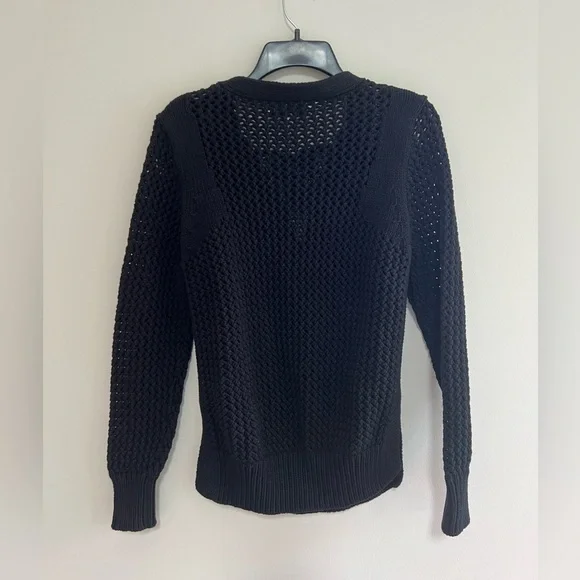 Derek Lam 10 Crosby Black Knit V-Neck Lace Up Sweater, size M - Picture 3 of 9